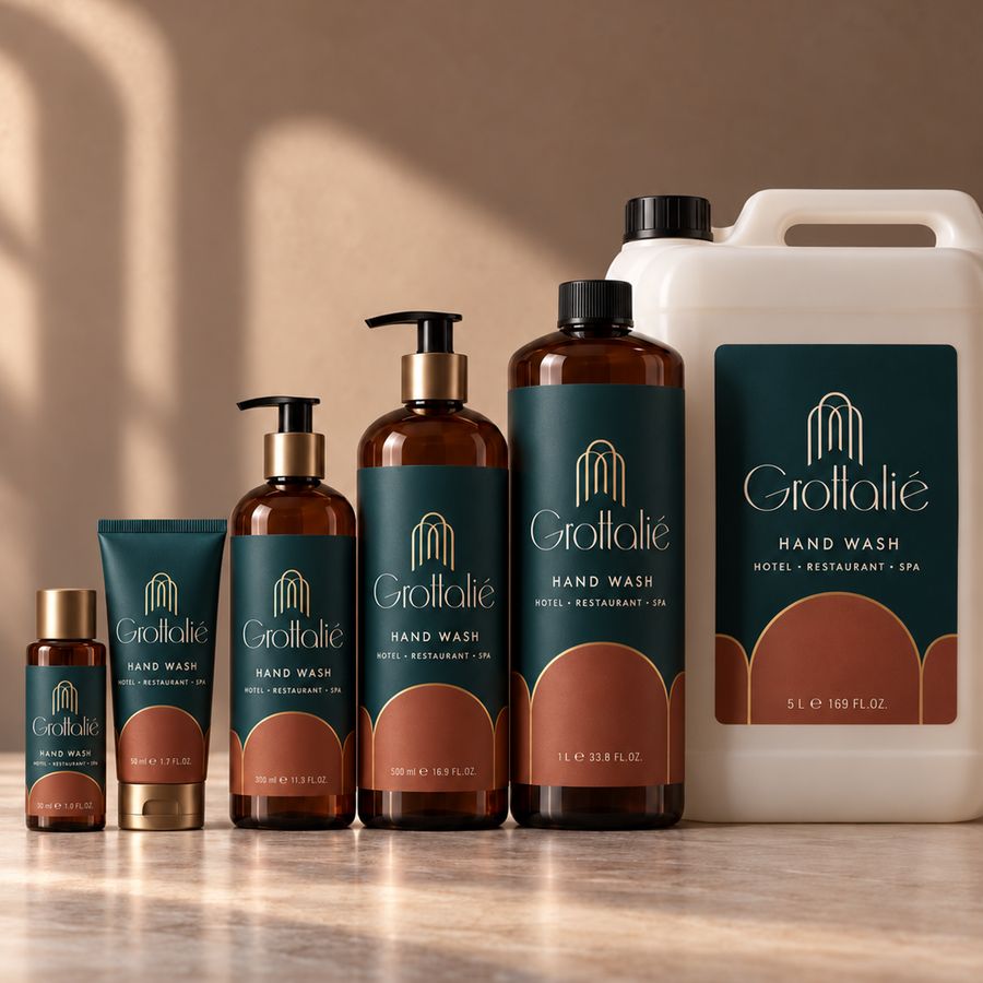 Grottalie hand wash range with 5 litre refill jug